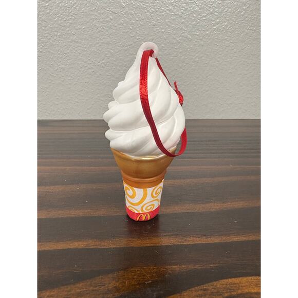 Rare 2012 McDonald’s Ice Cream Cone 4 inch Glass Christmas Ornament Original Box - Picture 2 of 3